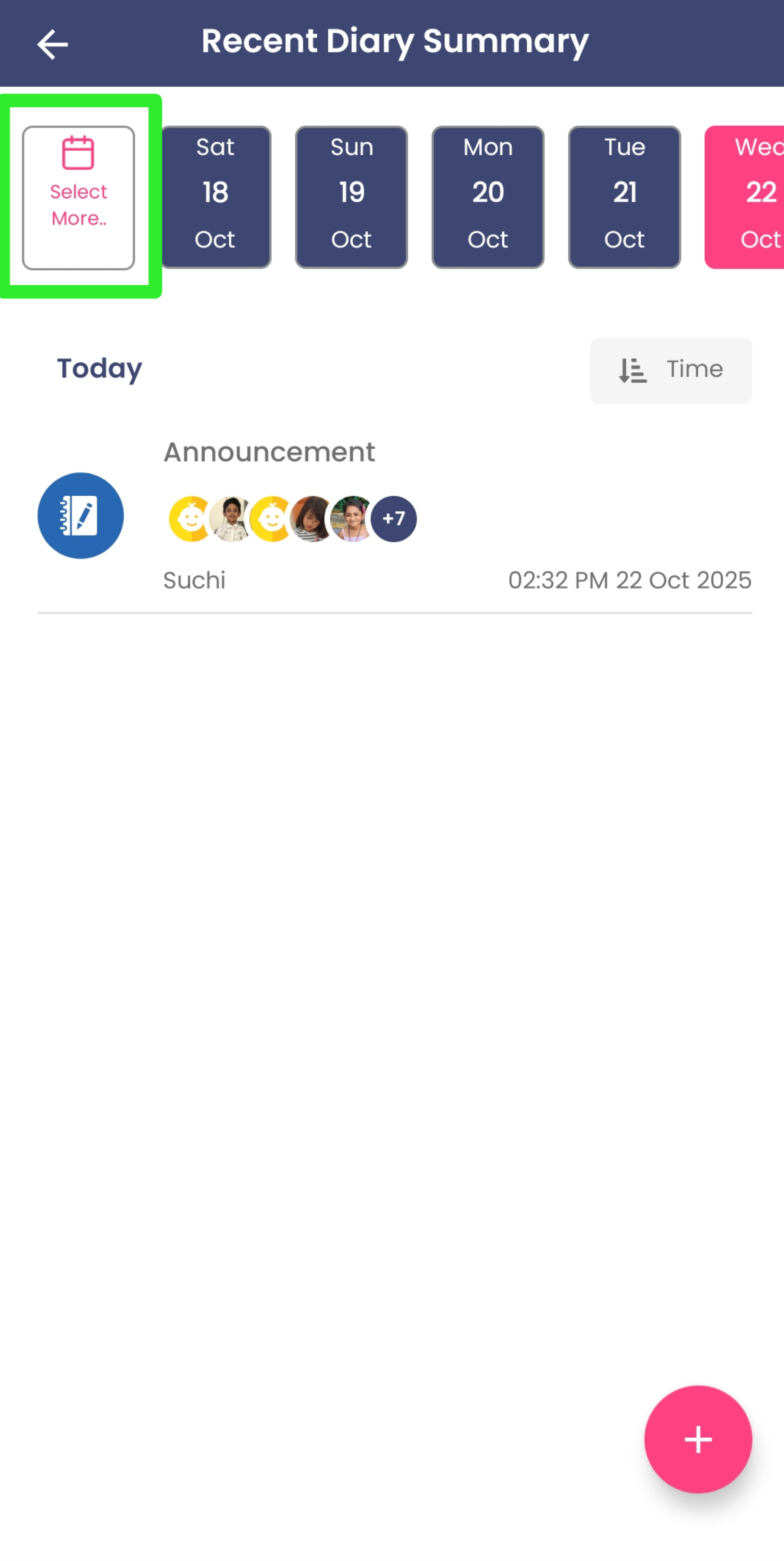 select past date diary Mobile