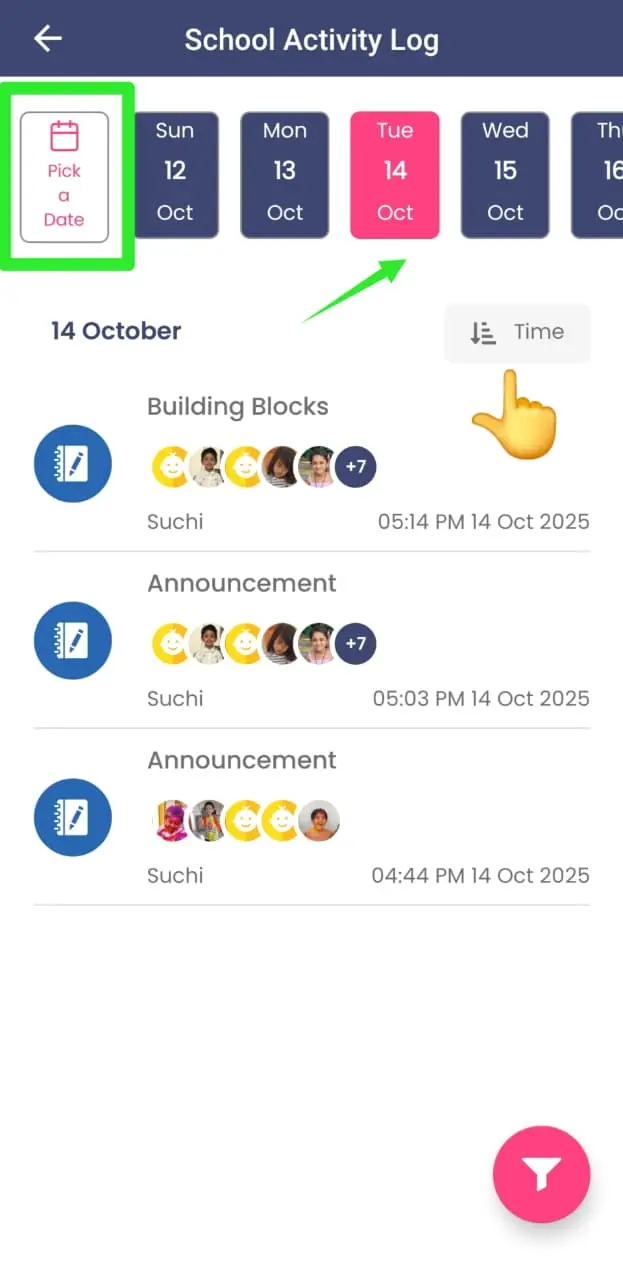 Select past date diary Updates Mobile
