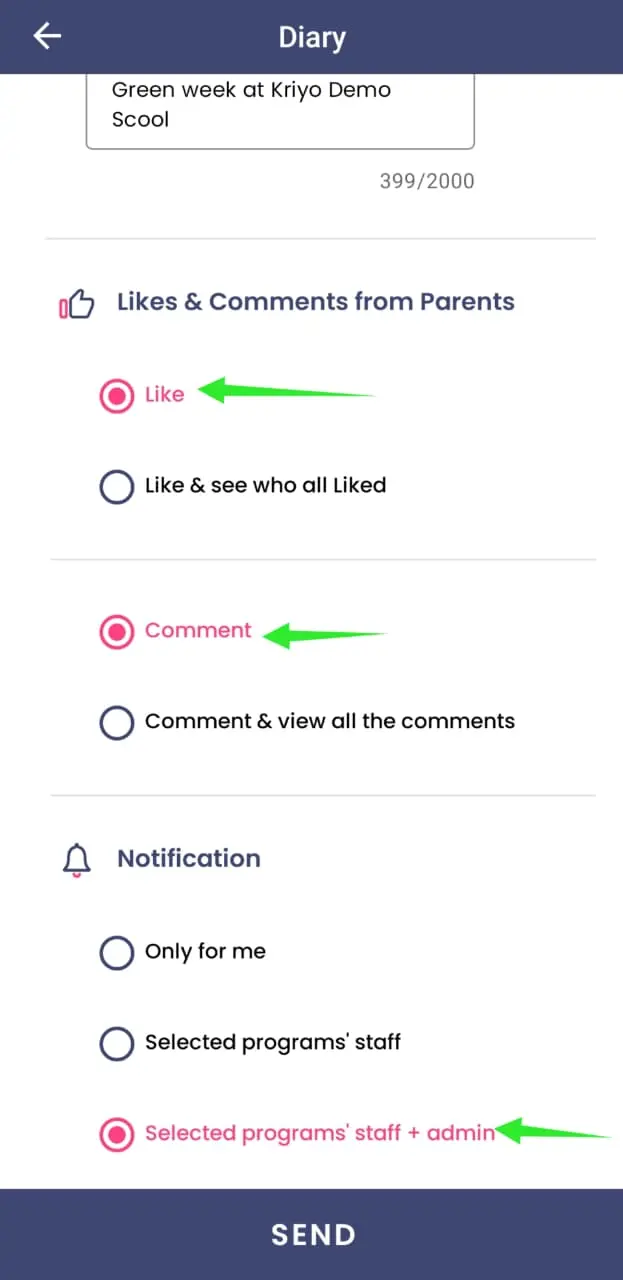 Select two-way Communication Settings Mobile