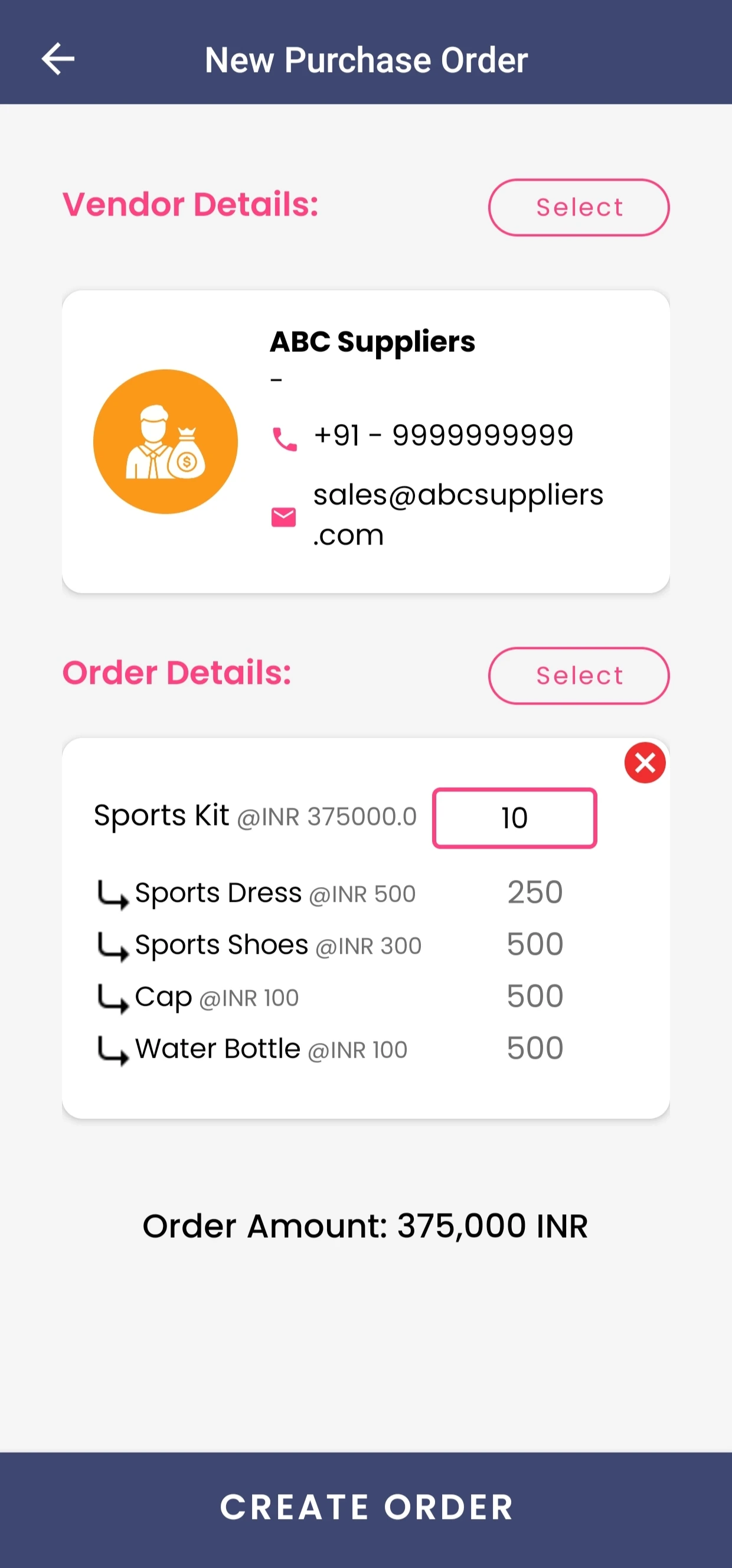 Order Details Screenshot