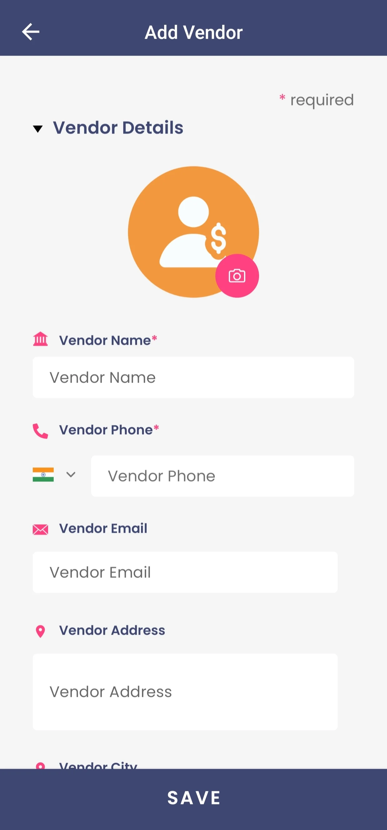 Add Vendors Mobile Screenshot